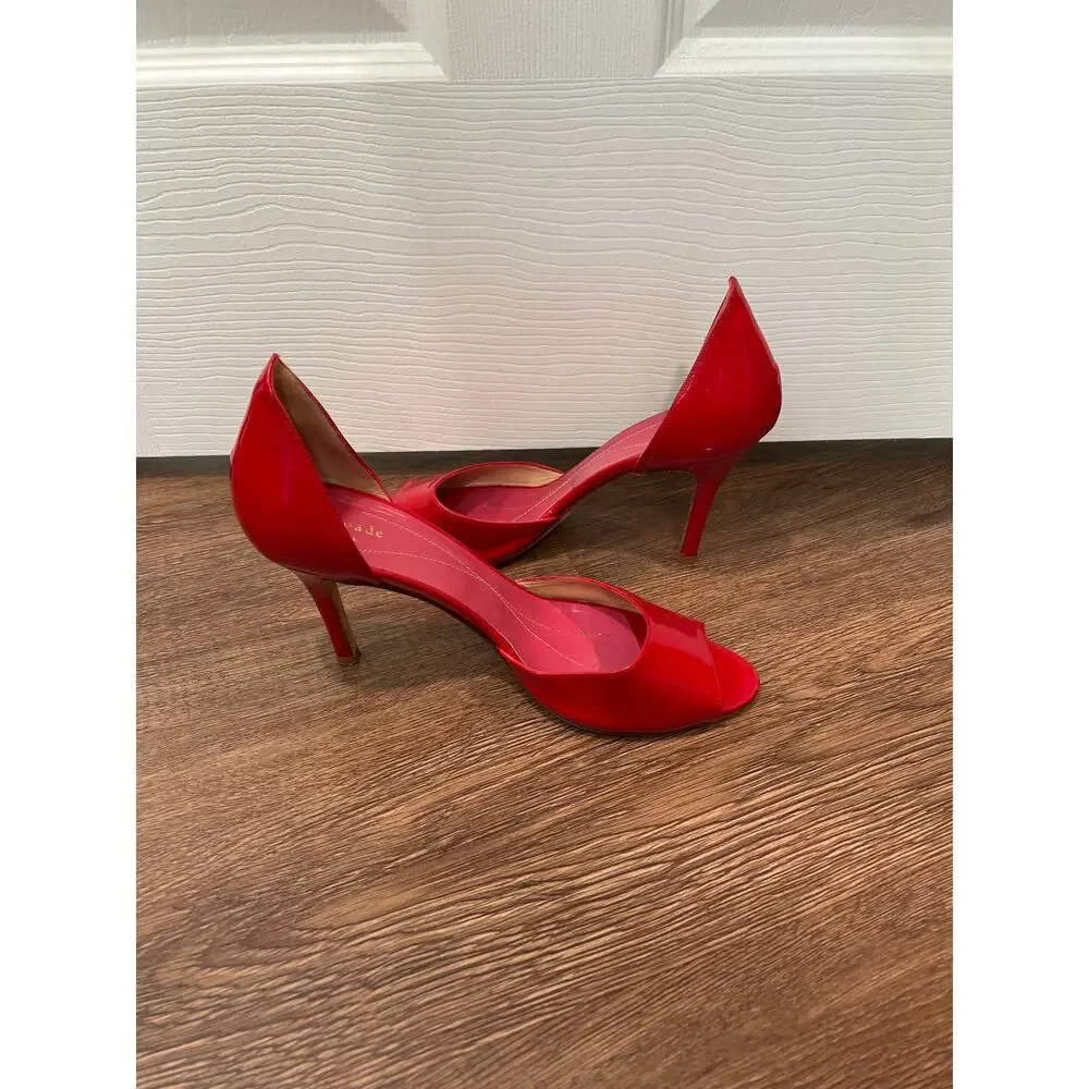 Kate Spade Red Patent Leathers D'Orsay Pumps Women's Size 9 - Picture 5 of 12